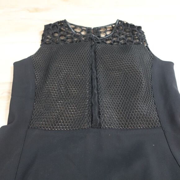 REED KRAKOFF Women 8 Dress Sheath Lamb Leather Silk Mesh Top Sleeveless Blacke - Picture 3 of 11